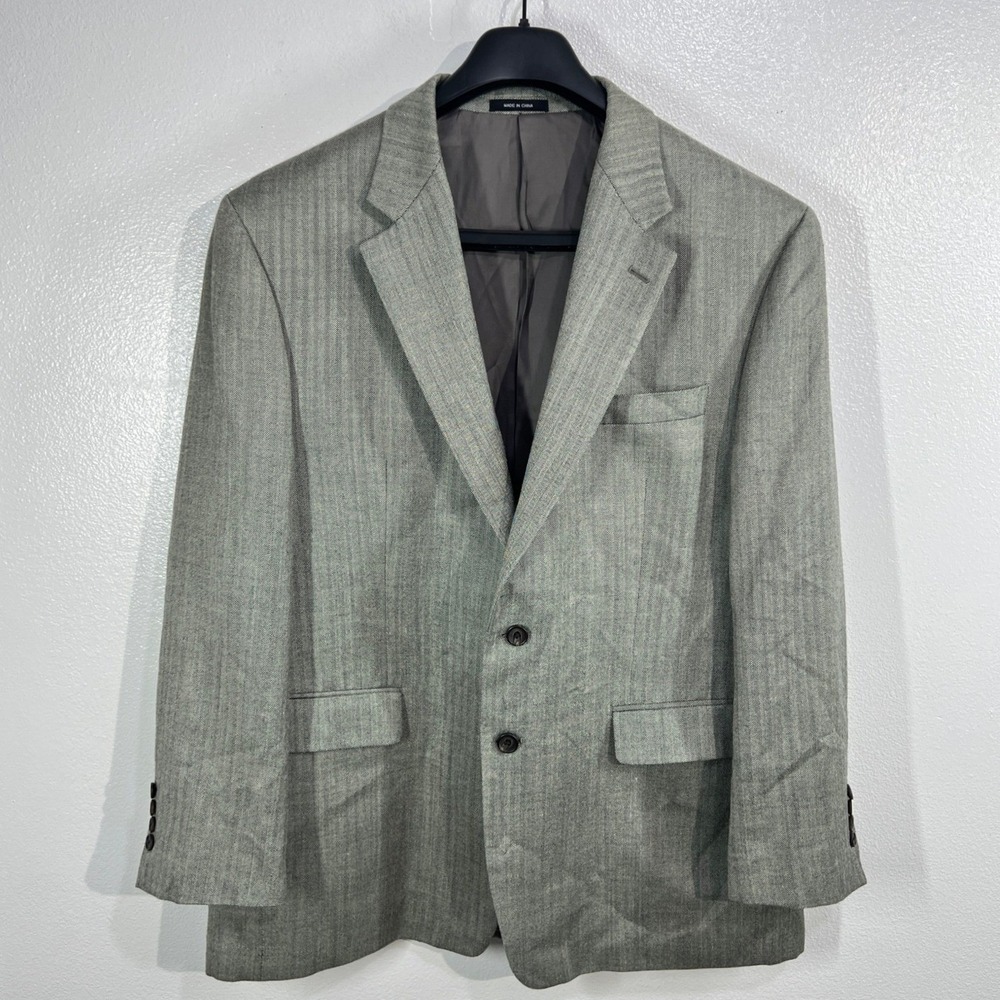 Ralph Lauren LAUREN Men's 46R Herringbone Silk Wool Blend Sport Coat Blazer Gray